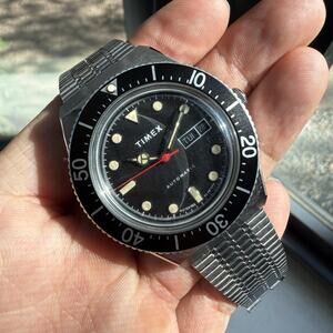 Timex Automatic M79 Stainless Steel Diver Style Watch Black Dial And Bezel Men’s